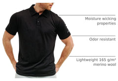 100% Merino Wool Polo Shirt Men - Short & Long Sleeve Shirt Base Later