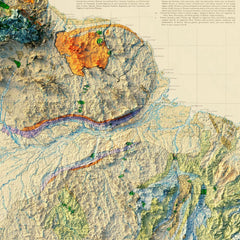 South America 1950 Shaded Relief Map