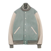 Leather and Wool-Blend Varsity Bomber Jacket