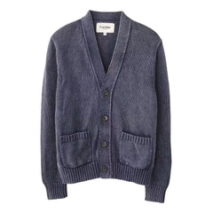 Washed Cotton Cardigan Sweater