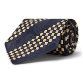 Silk Checkerboard Stripe Neck Tie