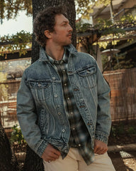 Huckberry Flint and Tinder Selvedge Denim Trucker Jacket, Mens Jean Jacket