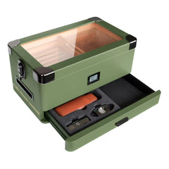 Military Glass Top Cigar Humidor