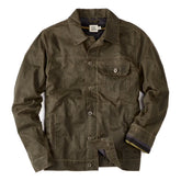 Flannel-Lined Waxed Trucker Jacket
