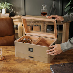 Military Glass Top Cigar Humidor - Exclusive