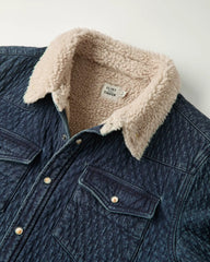 Sherpa-Lined Quilted Bone Button Western Shirt
