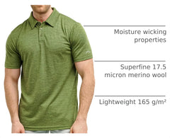100% Merino Wool Polo Shirt Men - Short & Long Sleeve Shirt Base Later