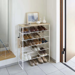 Wood Top Shoe Rack Tower - 6 Tier