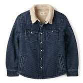 Sherpa-Lined Quilted Bone Button Western Shirt