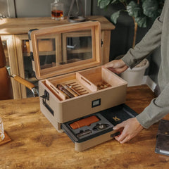 Military Glass Top Cigar Humidor - Exclusive