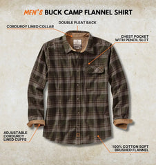 Legendary Whitetails Mens Flannel Long Sleeve Button Down 100% Cotton Shirt