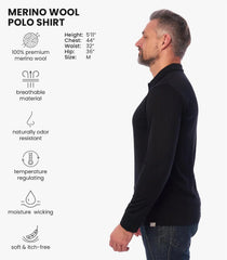100% Merino Wool Polo Shirt Men - Short & Long Sleeve Shirt Base Later