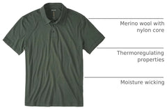 Huckberry Proof Men's 72-Hour Merino Wool Polo Shirt, Short Sleeve, Moisture Wicking & Odor Resistant