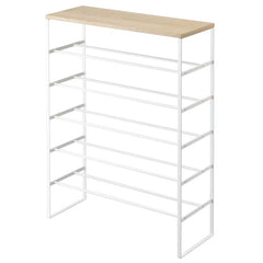 Wood Top Shoe Rack Tower - 6 Tier