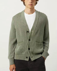Washed Cotton Cardigan Sweater