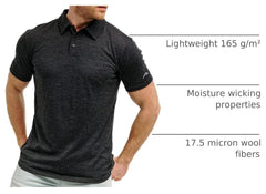 100% Merino Wool Polo Shirt Men - Short & Long Sleeve Shirt Base Later