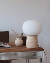 Neptune Travertine Stone LEDTable Lamp