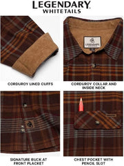 Legendary Whitetails Mens Flannel Long Sleeve Button Down 100% Cotton Shirt