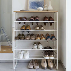 Wood Top Shoe Rack Tower - 6 Tier