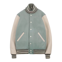Leather and Wool-Blend Varsity Bomber Jacket