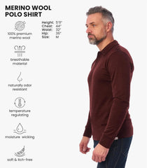 100% Merino Wool Polo Shirt Men - Short & Long Sleeve Shirt Base Later