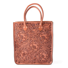 Western Hand Tooled Leather Tote Bag - Large