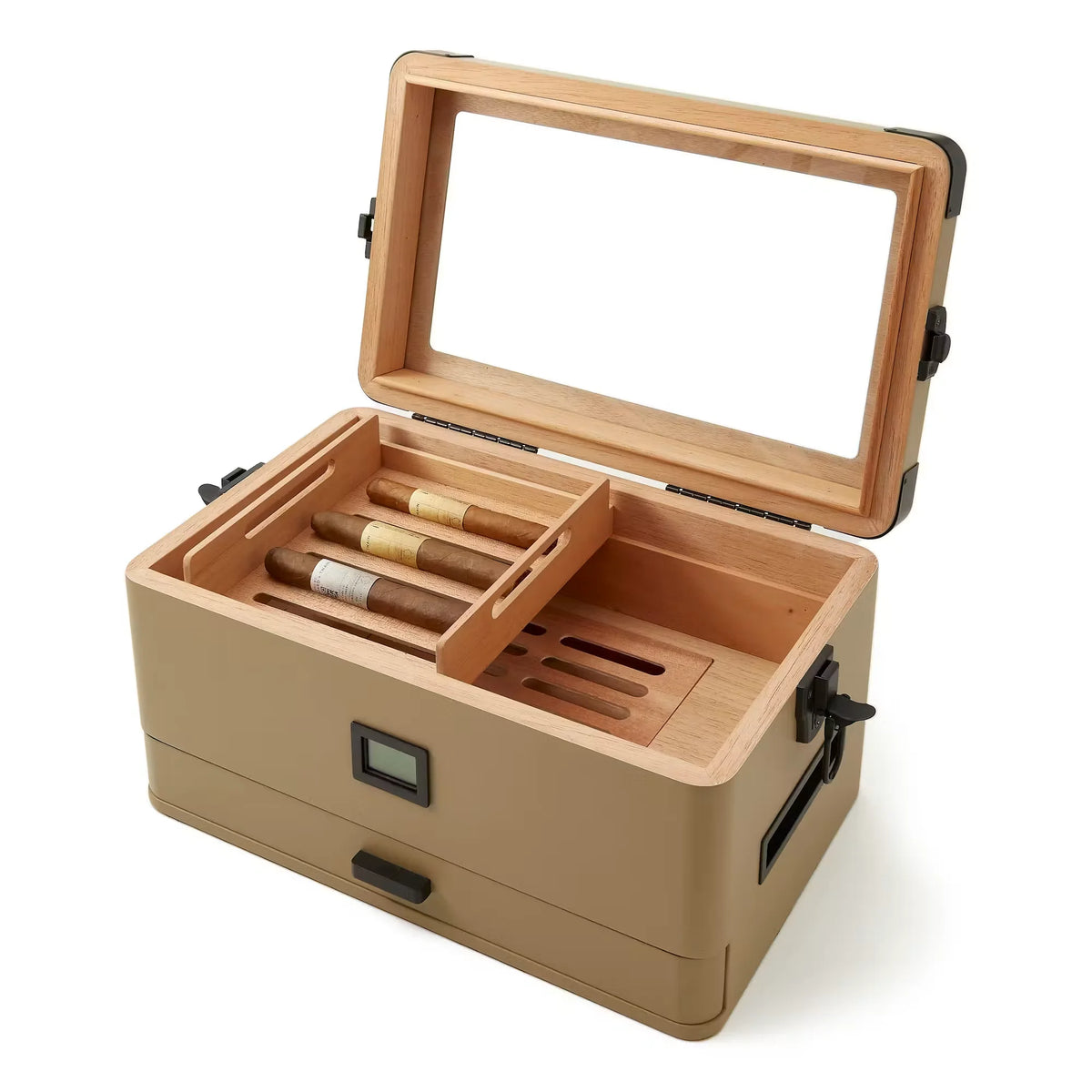 Military Glass Top Cigar Humidor - Exclusive