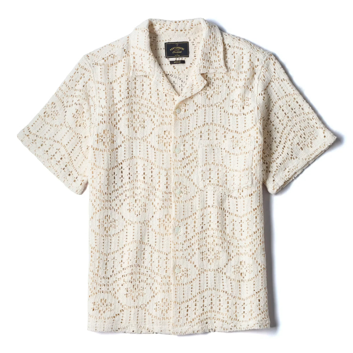 Eye Crochet Camp Collar Shirt