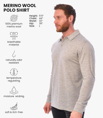 100% Merino Wool Polo Shirt Men - Short & Long Sleeve Shirt Base Later