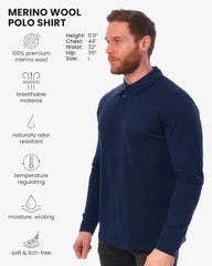 100% Merino Wool Polo Shirt Men - Short & Long Sleeve Shirt Base Later