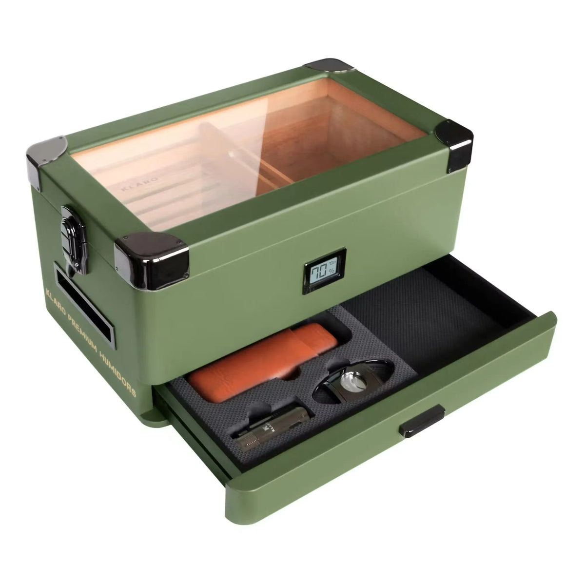 Military Glass Top Cigar Humidor