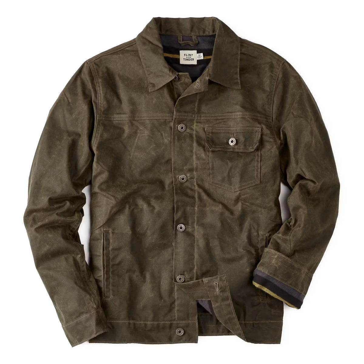 Flannel-Lined Waxed Trucker Jacket