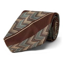 Silk Chevron Satin Stripe Neck Tie