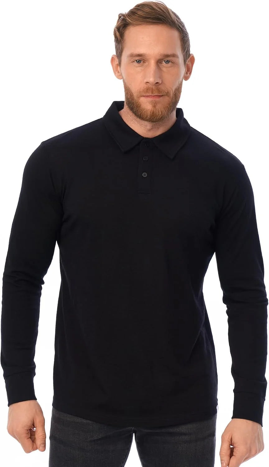 100% Merino Wool Polo Shirt Men - Short & Long Sleeve Shirt Base Later