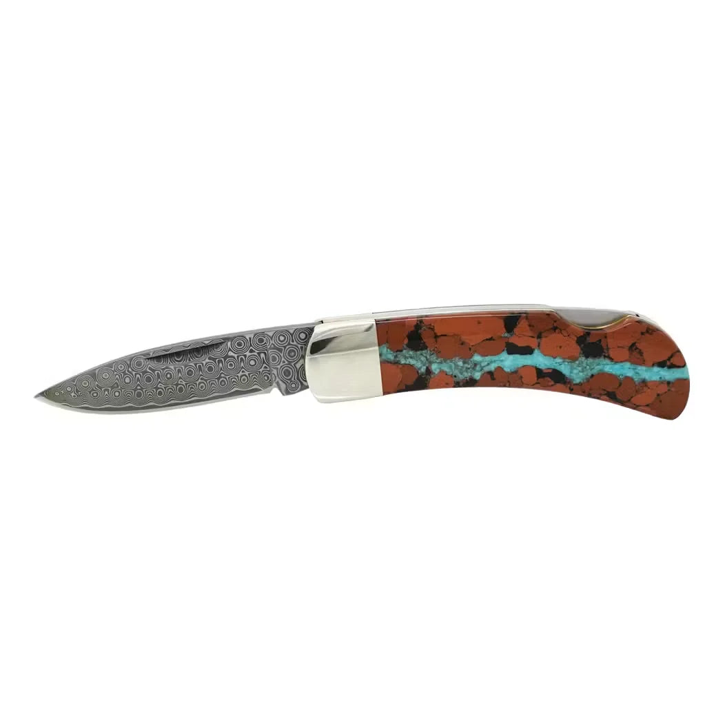 Damascus Lockback Pocket Knife