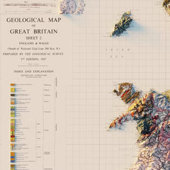 Great Britain 1957 Shaded Relief Map