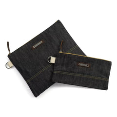 Neelum Small Zipper Pouch - Denim