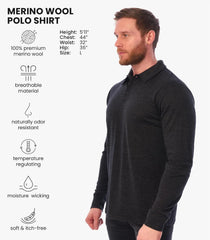100% Merino Wool Polo Shirt Men - Short & Long Sleeve Shirt Base Later