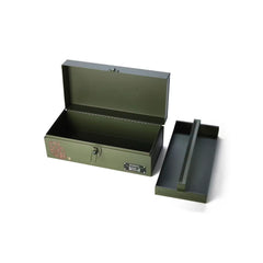Hand-Painted Steel Tool Box + Removable Tray