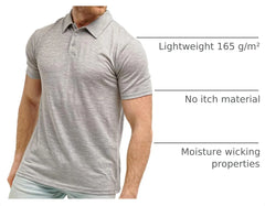 100% Merino Wool Polo Shirt Men - Short & Long Sleeve Shirt Base Later