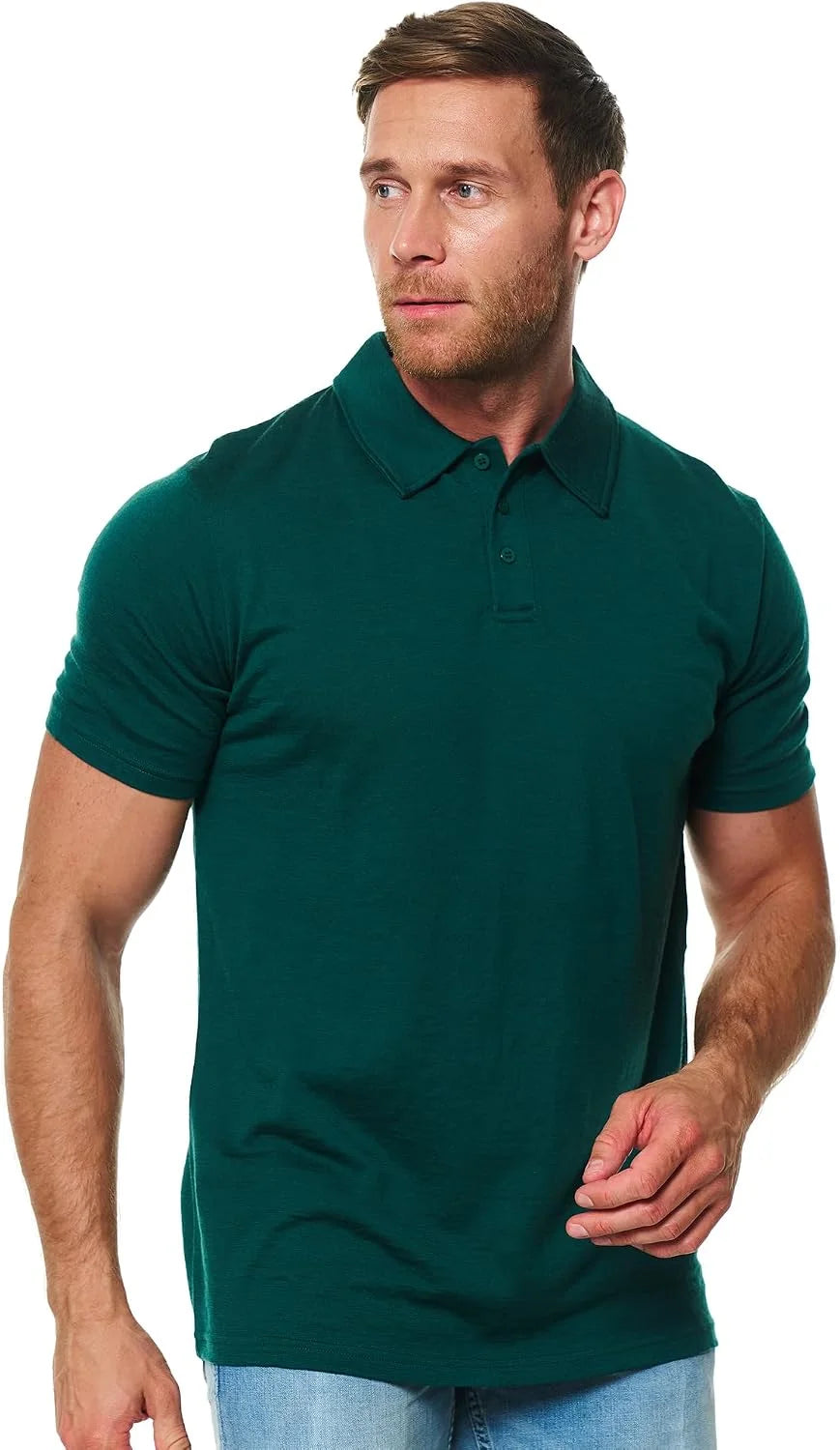 100% Merino Wool Polo Shirt Men - Short & Long Sleeve Shirt Base Later