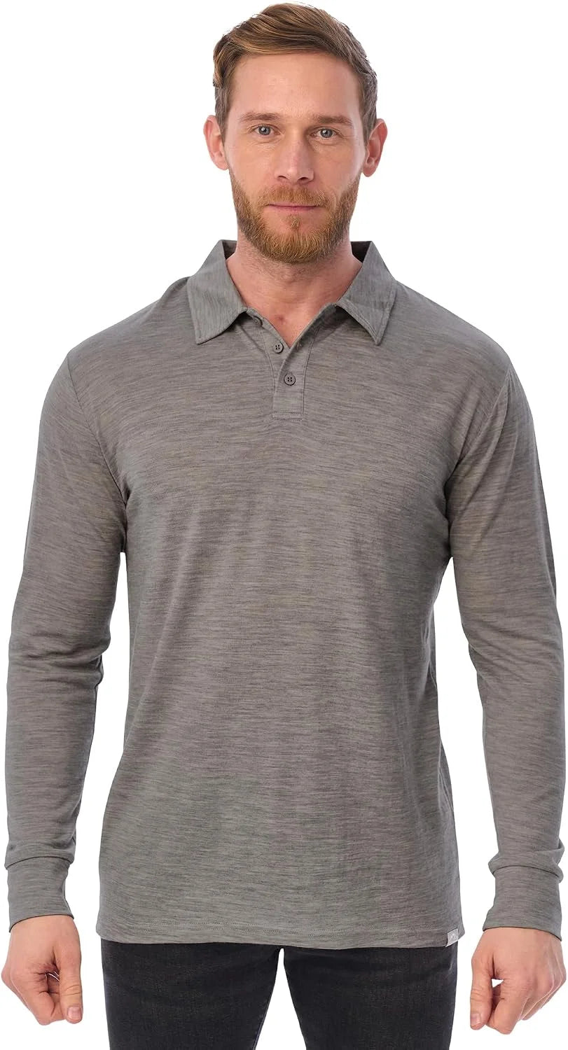 100% Merino Wool Polo Shirt Men - Short & Long Sleeve Shirt Base Later