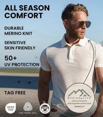100% Merino Wool Polo Shirt Men - Short & Long Sleeve Shirt Base Later