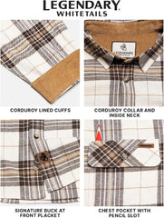 Legendary Whitetails Mens Flannel Long Sleeve Button Down 100% Cotton Shirt