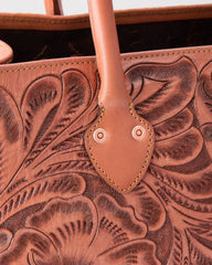 Western Hand Tooled Leather Tote Bag - Large
