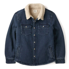Sherpa-Lined Quilted Bone Button Western Shirt