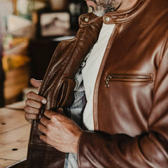 Cafe Natural Leather Jacket