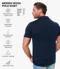 100% Merino Wool Polo Shirt Men - Short & Long Sleeve Shirt Base Later