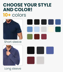 100% Merino Wool Polo Shirt Men - Short & Long Sleeve Shirt Base Later