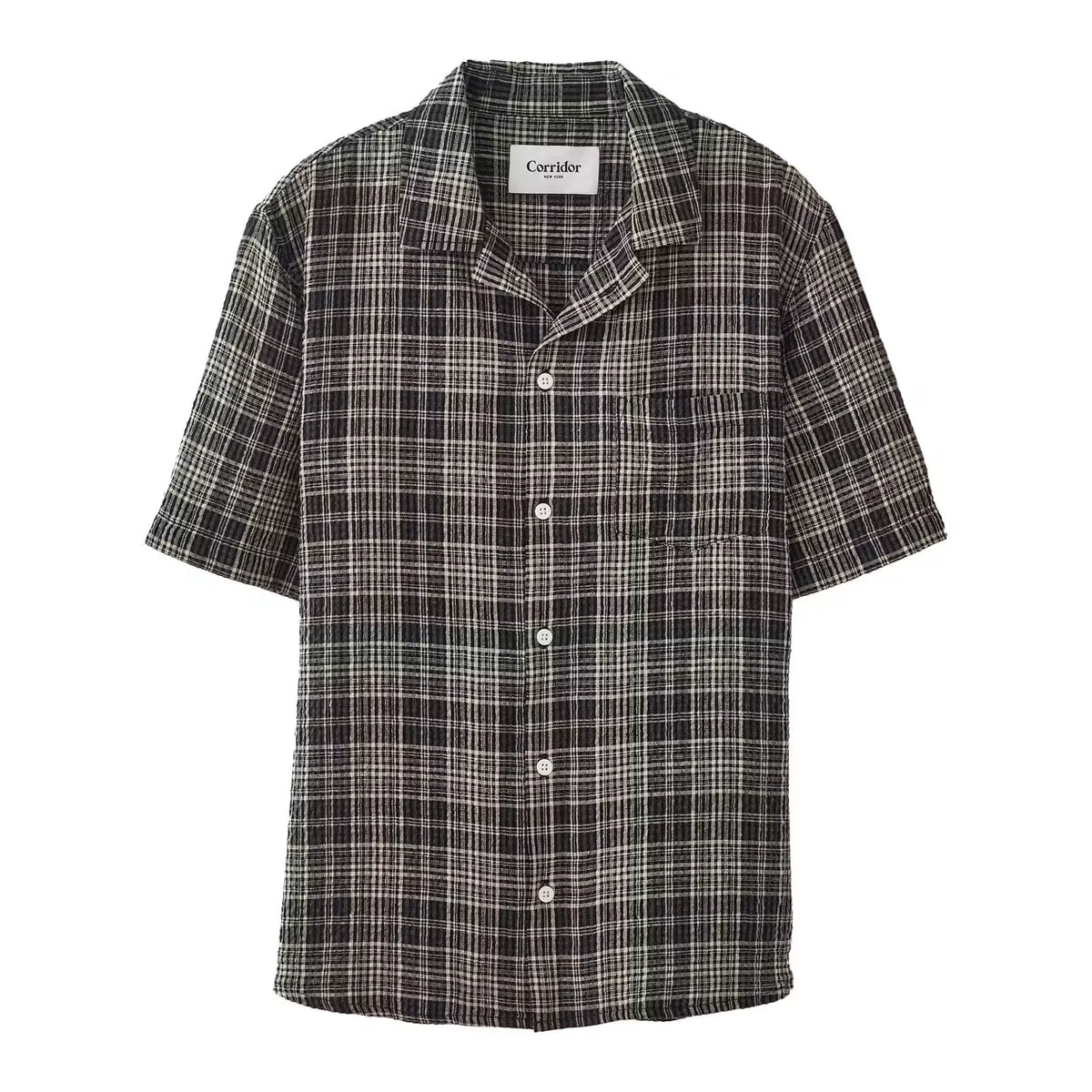 Plaid Seersucker Short Sleeve Shirt